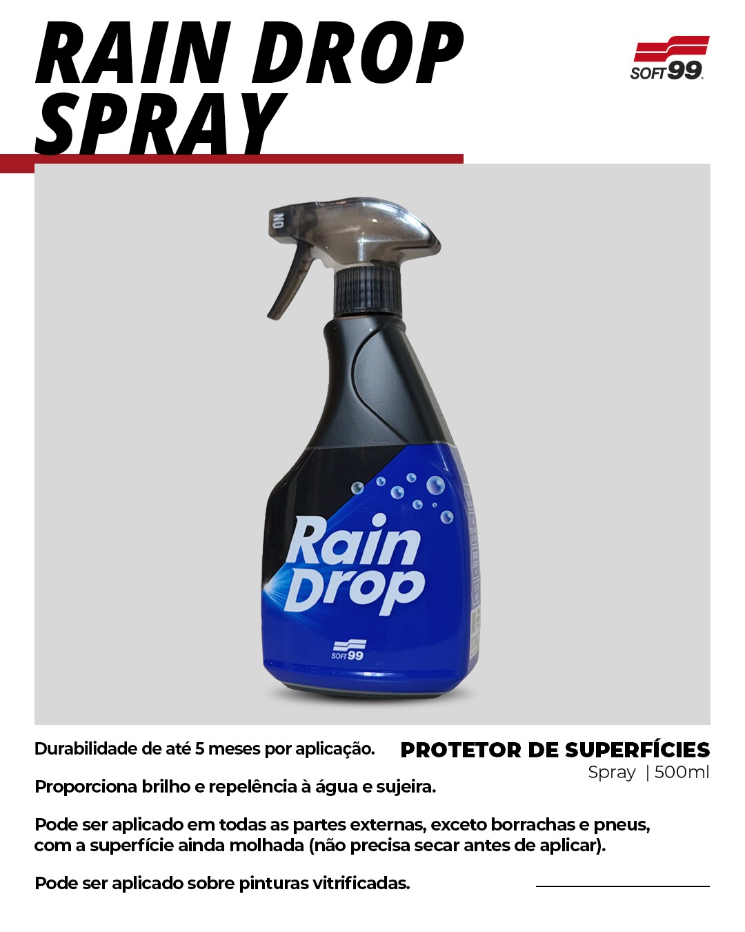 RAIN DROP SPRAY | 500ML | PROTETOR MULTISSUPERFÍCIES - Imagem 5
